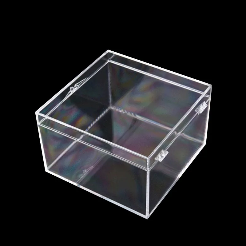 Transparent Plastic Storage Box, Small Clear Square Jewelry Collection Display Box, Flip Cover Case, Bead Container