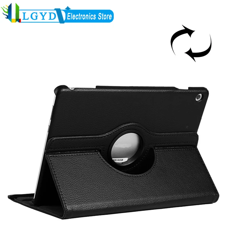 For Huawei MediaPad T5 10.1'' Tablet Cases Litchi Texture Horizontal Flip 360 Degrees Rotation PU Leather Case with Holder