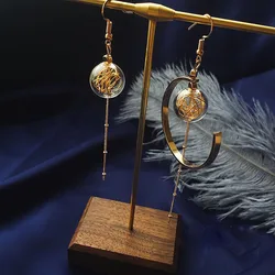 Unique Copper Wire Glass Ball Asymmetric Dangle Earrings For Women Original