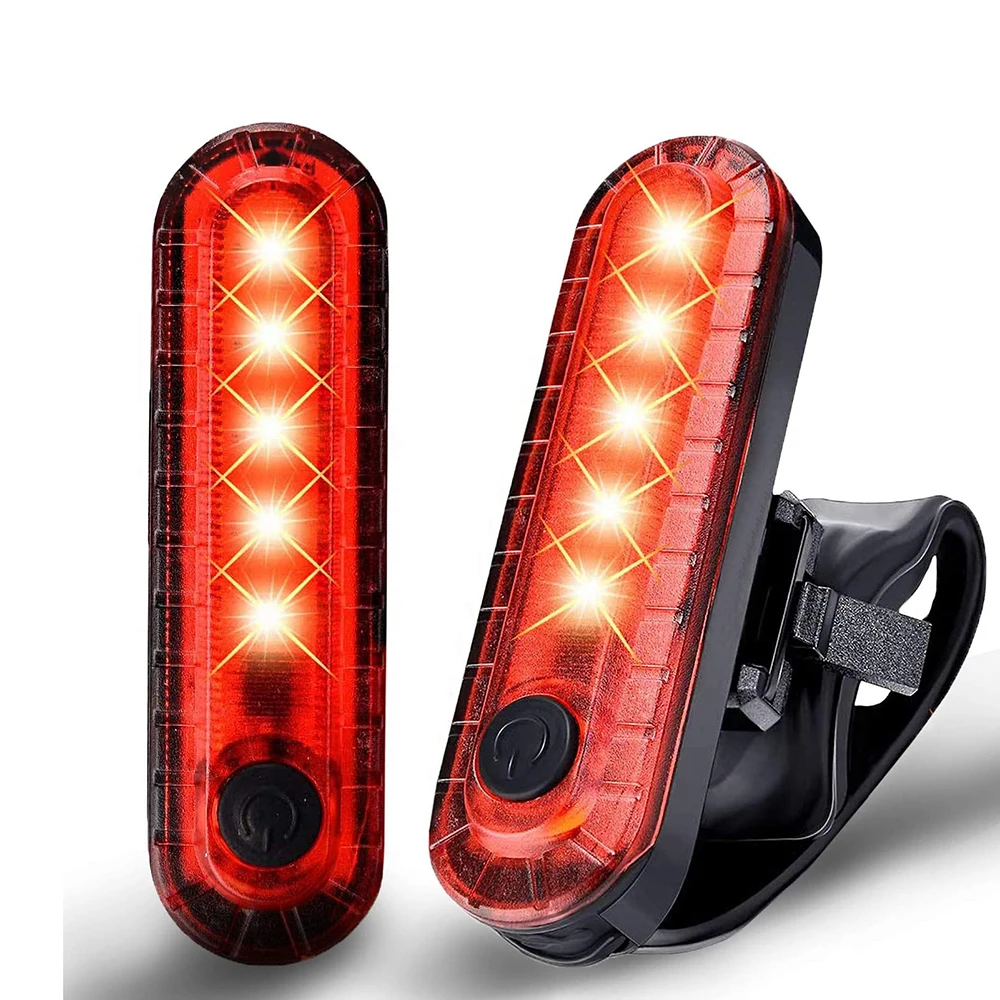 

USB Charge Bike Light Red Flasher Bike Taillight 5 LED Cycling Warming Safety Nigh Ride Rear Light Flashing Helmet MTB Taillight