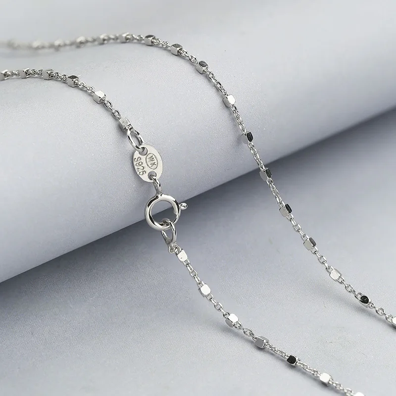 MIQIAO 925 Sterling Silver O Chain For Women Necklace Square Bead Korean Fashion Jewellery Length 40 45 CM Choker Female