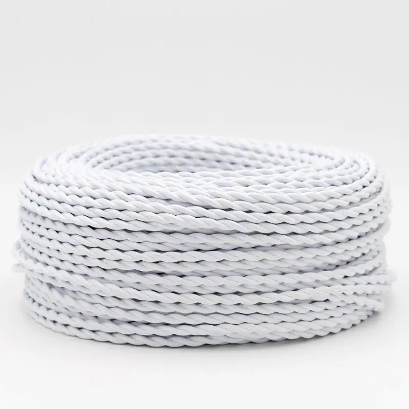 2 Core 0.75mm2 Vintage Twisted Cable Fabric Cloth Covered Lamp Cord Retro Pendant Light Electrical Wire