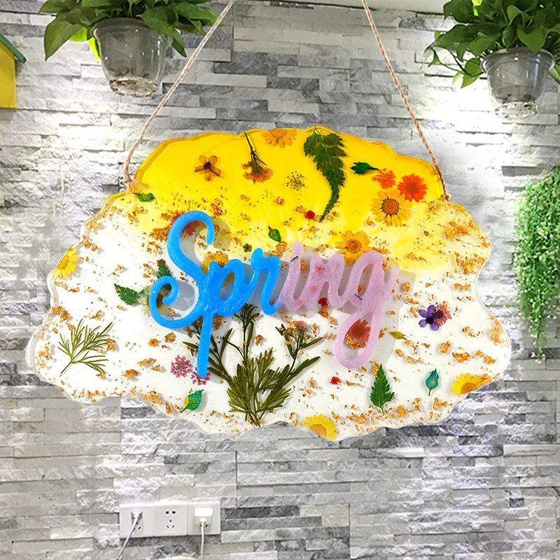 DM126 2 Style Family Spring Doorplate Reisn Mold Door Plate For Moldes Resina Epoxi Molds Resine Silicone Crafts