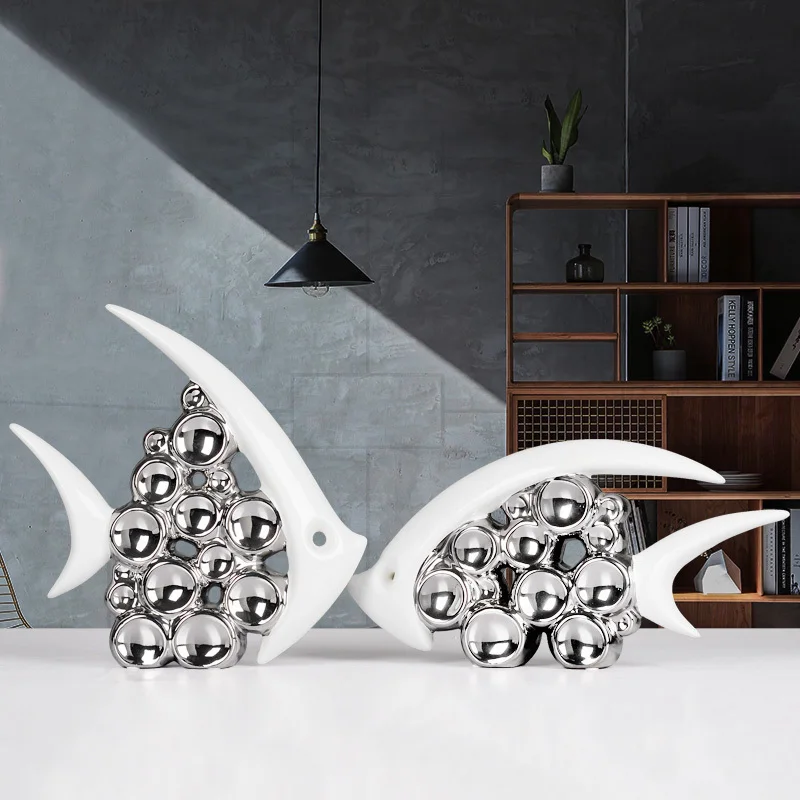 

Creative Modern Home Furnishing Bedroom Living Room Wine Cabinet Rack Ornament Silver Plated Bubble Fish Snail Vase Decoration