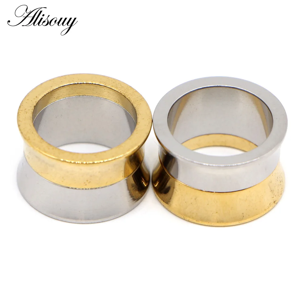 Alisouy 2PCS Punk Ear Plug Stainless Steel Screw Ear Gauges Double Flared Ear Flesh Tunnel Expanders Women Men Piercing Jewelry