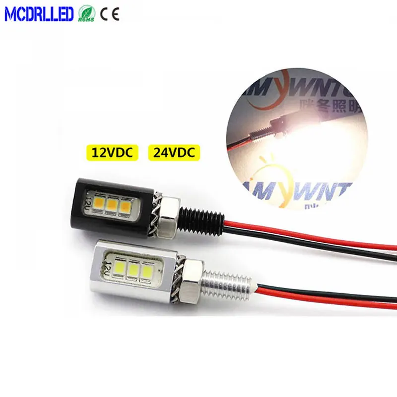 Mcdrlled 12v Motorcycle Led Tail Number License Plate Screw Bolt Lights Auto Lamp Bulb Silver Black Color Car-styling