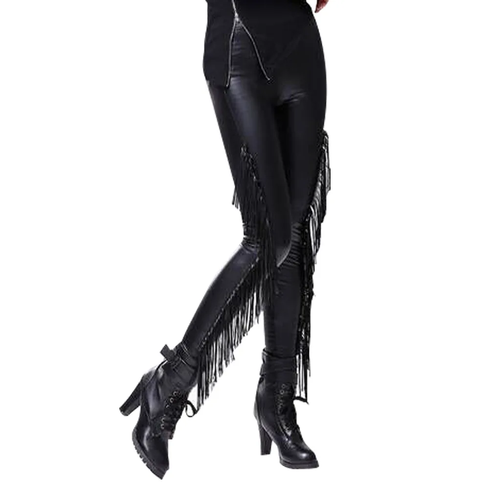 90s aesthetic Gothic Leggins Sexy Legging Gothique Punk Rock Tassel Fringe Steampunk Ladies Warm Leggings Velvet Leggings indie