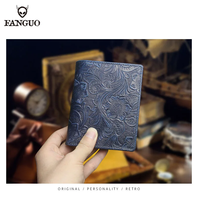 Genuine Leather Men's Wallet Handmade Leather Card Slot Short Wallet Portable Fold Card Wallet Money Bag For Women, Men