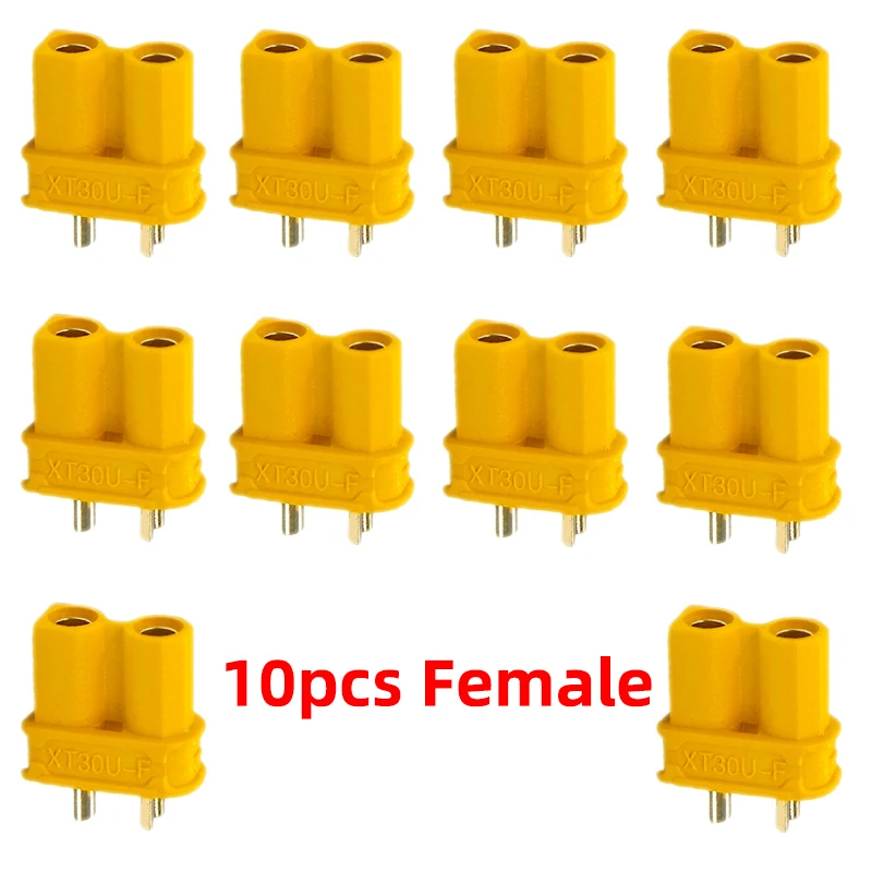 Connector XT30U Male and Female butt terminals, UAV lithium battery cable plugs 10 (5 pairs)