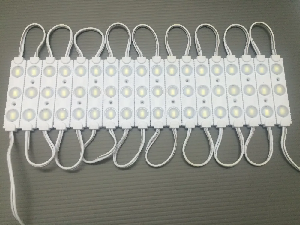 1000pcs/lot NEW 5730 3LED Injection Led Module 12V With Lens Waterproof IP67 120degree1.5W White LED Sign Shop Banner