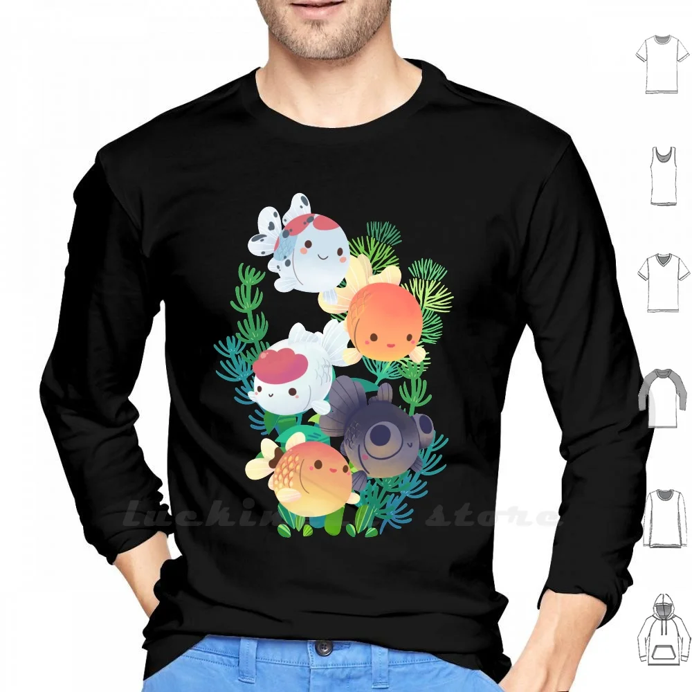 Goldfish Group Long Sleeve Cotton Comiquarium Goldfish Fish Calico Oranda Fantail Black Moor Telescope Goldfish Ranchu Pets