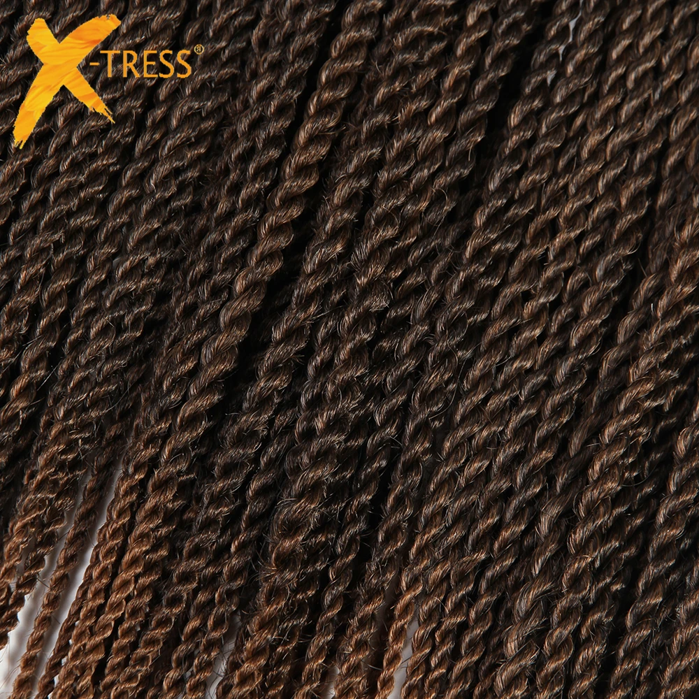 Extensiones de Cabello sintético senegalés trenzado, fibra de baja temperatura, X-TRESS, Color marrón degradado