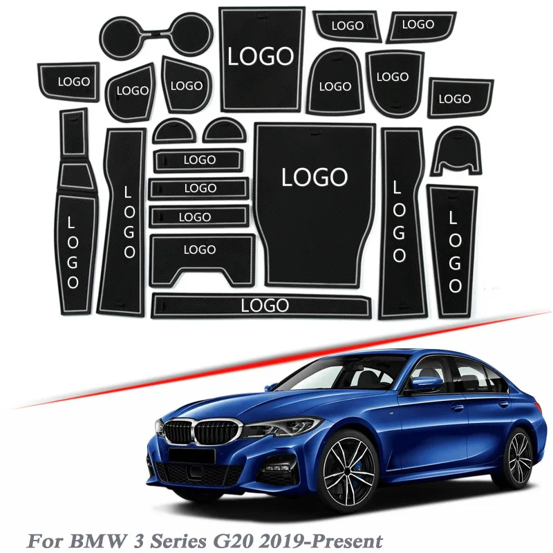 

Brand LOGO Car Styling For BMW 3 Series G20 2019-Present Latex Gate slot pad Interior Door Groove Mat Non-slip dust Mat