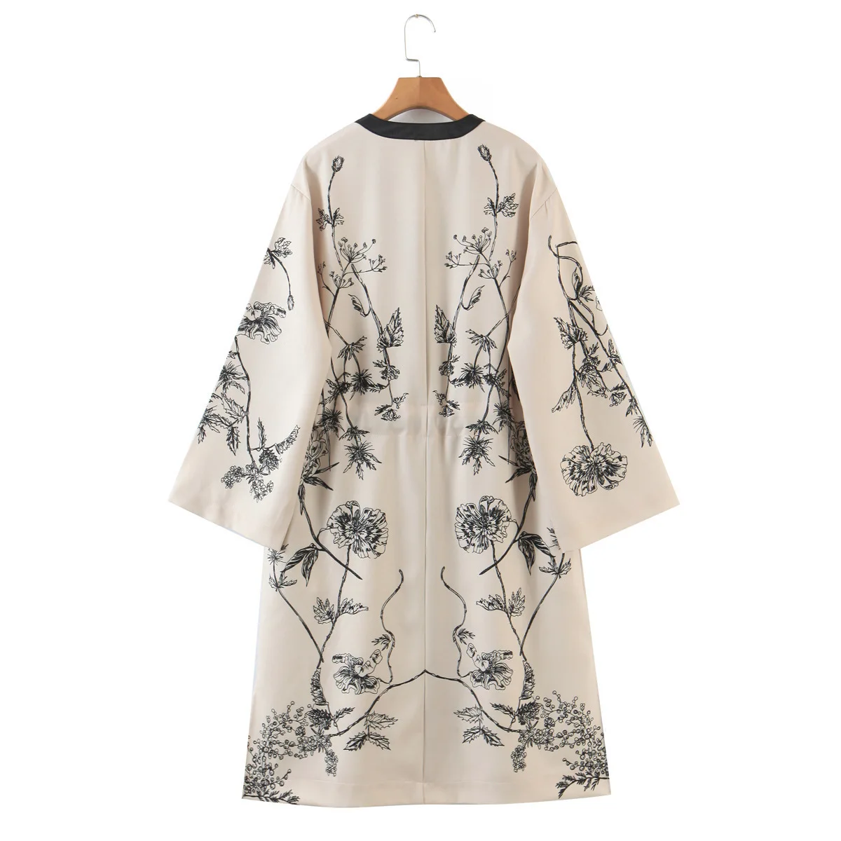 Flare Long Sleeve Dresss Women Casual Elastic Waist Vintage Floral Print 2021 Autumn Robe Side Split Boho Loose Dress