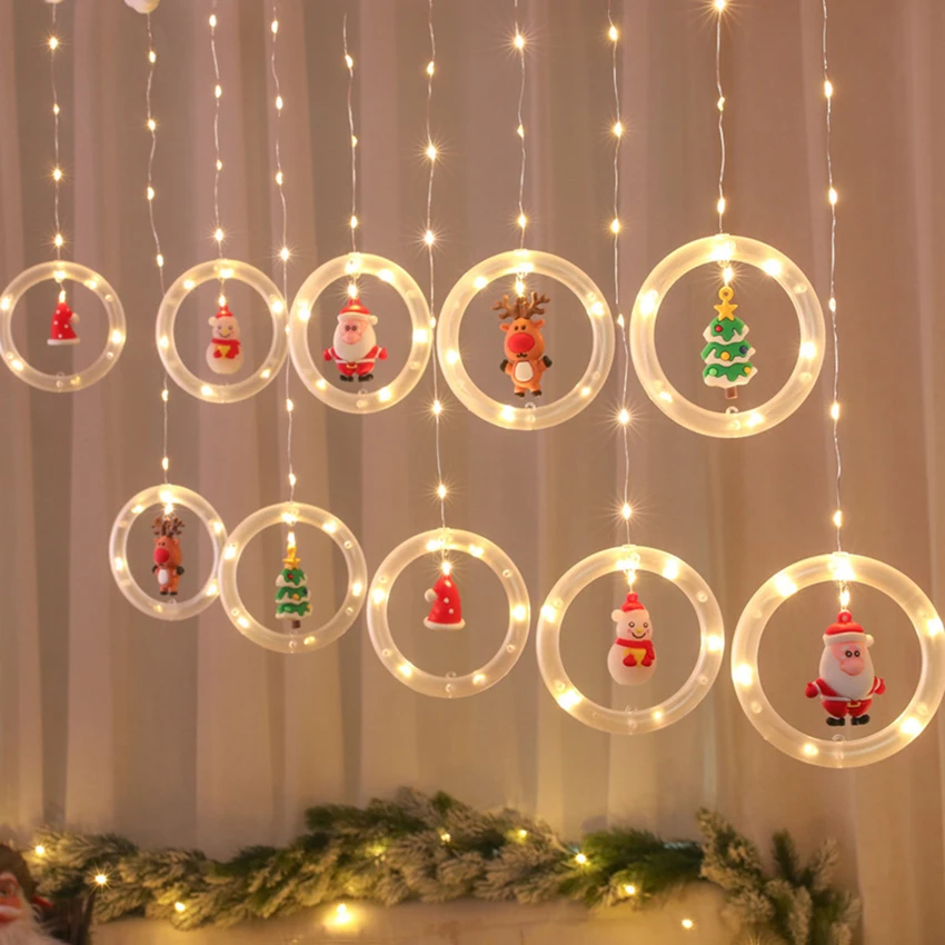 LED Christmas babbo natale String Light, 3 metri di luci per tende da finestra con modalità lampeggiante, decorazione matrimonio di natale, festa
