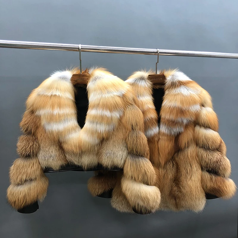 Fox Fur Jacket Women High Waist Luxury Red Fox Thick Warm Winter Fur Coat 2020 New MJF-FC-45