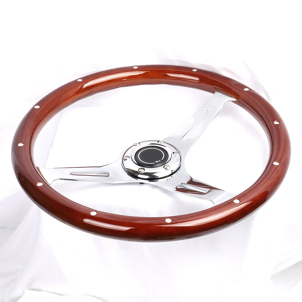 15Inch Steering Wheel 358mm Real Wooden Cassical Steering Wheel Universial