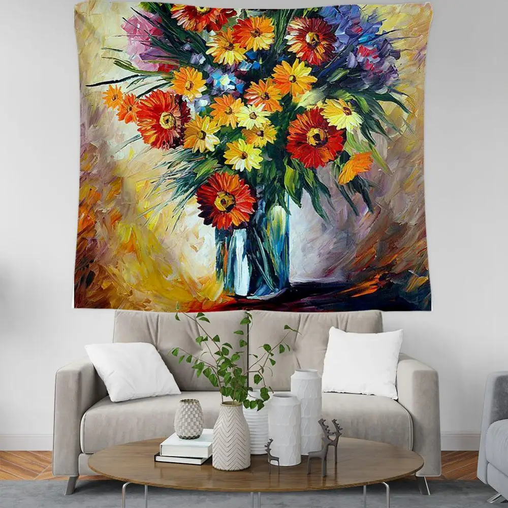 

PLstar Cosmos Bohemian style sunflower oil painting Tapestry 3D Printing Tapestrying Rectangular Home Decor Wall Hanging style-9