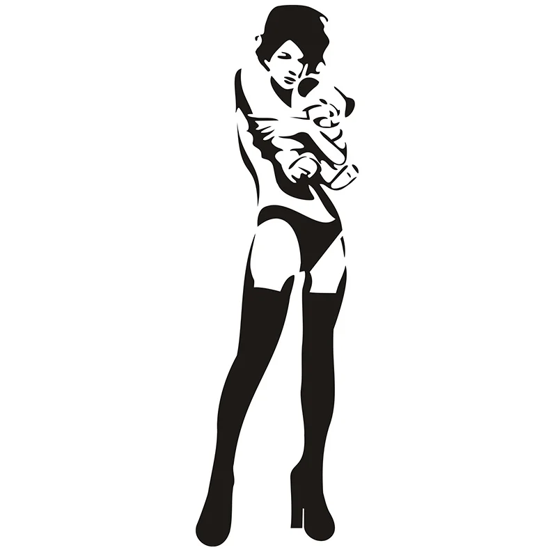 ديكور ستريت آرت بانكسي - بانكسي فتاة مثيرة مع ملصق حائط على شكل دمية دب #4