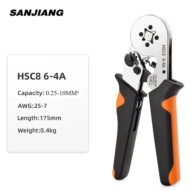 HSC8 6-4A Ferrules Crimping Plier Kit  Self-Adjustable Ratchet Wire Terminals Crimper Kit Wire Terminals Crimper Tool Clamp Tool