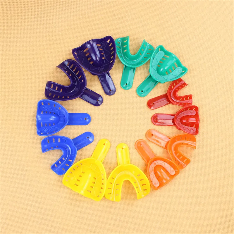 12Pcs/set Plastic Dental Impression Trays Dental Central Supply Materials Teeth Holder For Adult And Children Dentist Tools Lab