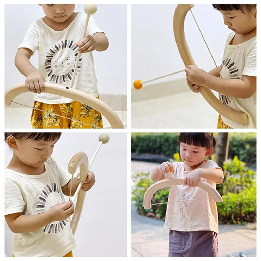 Wooden Bow And Arrow Archery Set  Indoor Outdoor Simulation Shooting Game Hand-eye Coordination Training Toys for Kids Gift