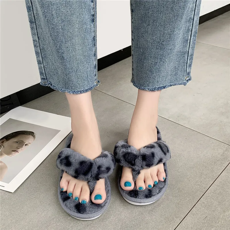 COOTELILI Woman Slippers Winter Shoes For Women Platform Home Slippers Faux Fur Warm Shoes Mid Heel Female Slides Plus Size 42