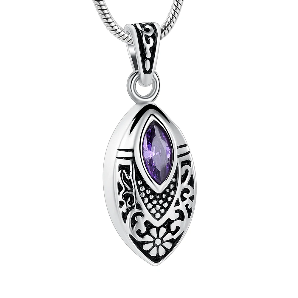 Crystal Cremation Jewelry for Ashes for Loved One Stainless Steel Urn Necklace