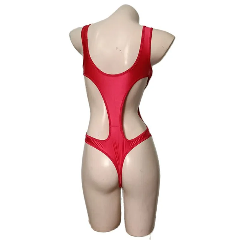 New Glossy Teddies Women Sexy Lingerie Hollow Out Crotchless High Cut Skinny Leotard Open Breast Open Crotch Bodysuit Bikini