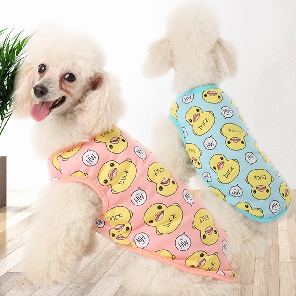 

Miflame Summer Dog Vests Cartoon Dog Clothes For Pet Vests Lovely Dog Shirts Pomeranian Schnauzer Clothes Breathable Pet T-shirt