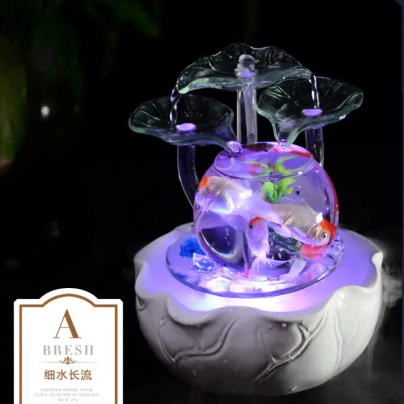 Glass Fish Tank Water Fountain Decoration for Living Room Porch Office Interior Trim Decoration Water Fountain Indoor