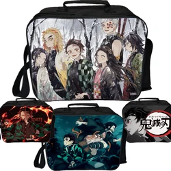 Anime Demon Slayer Lunch Bag Worker studenti Kimetsu No Yaiba Lunch Box borsa termica per bambini borsa isolante per Picnic