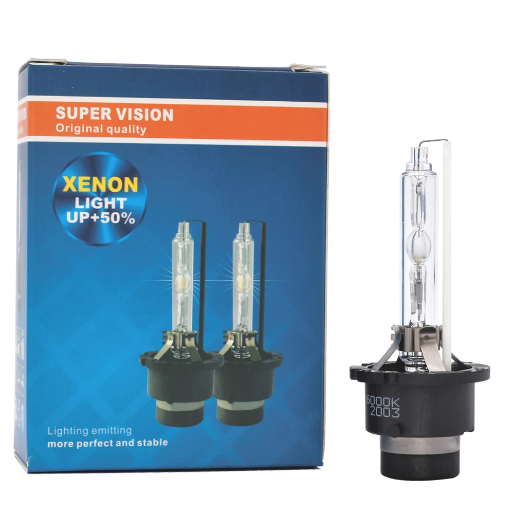 2 adet/grup araba far ampul D2S D4S 4300K 6000K 8000K 10000K beyaz sıcak satış HID Xenon lambası Metal braket ile koruma