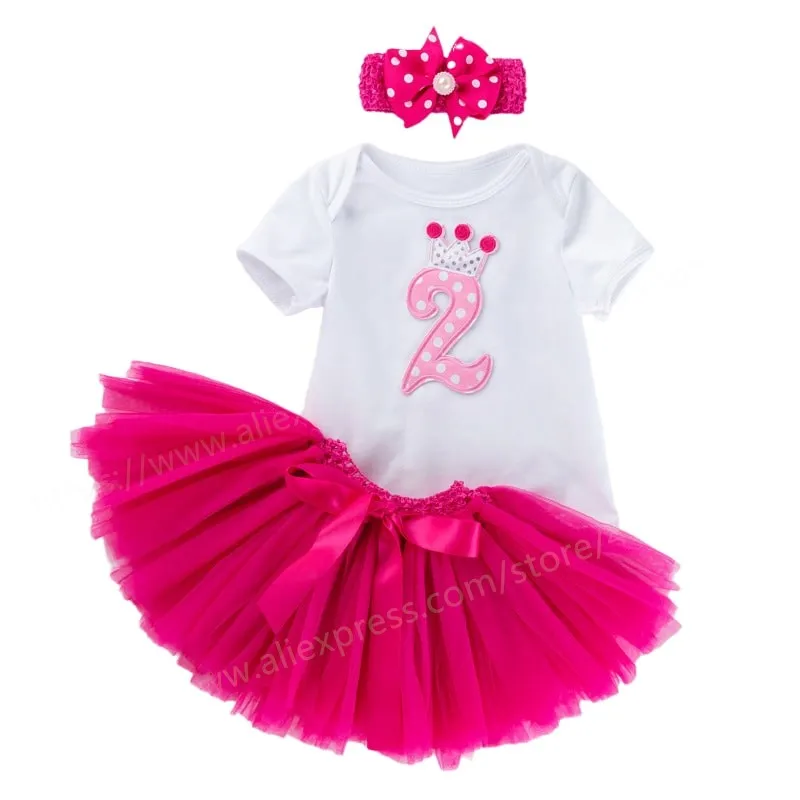 Vestido de fiesta de cumpleaños para niña, trajes de tutú para bebé, vestidos infantiles, vestidos de bautismo para niña, 1 año, 2 años