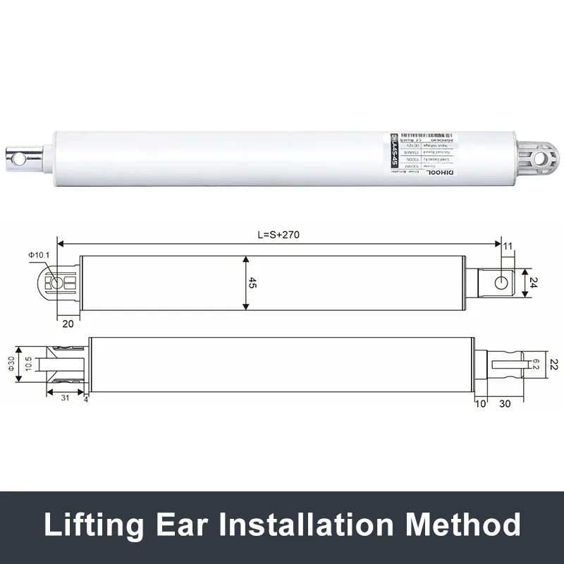 Electric Linear Actuator 3500N DC24V Gear Motor Lock Door 500mm Low Noise Underfloor Pushrod Built-in Limit Switch Medical Bed