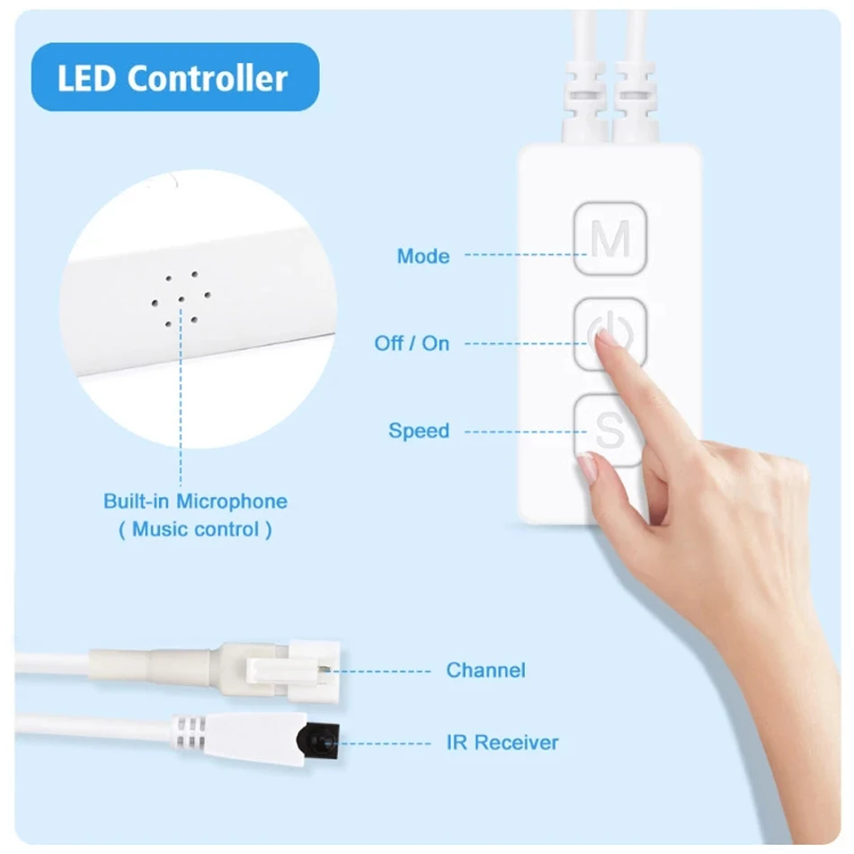 SP611E LED Controller Bluetooth-compatible Music App 38key IR Remote  For WS2811 WS2812 SK6812 Addressable LED Light Strip
