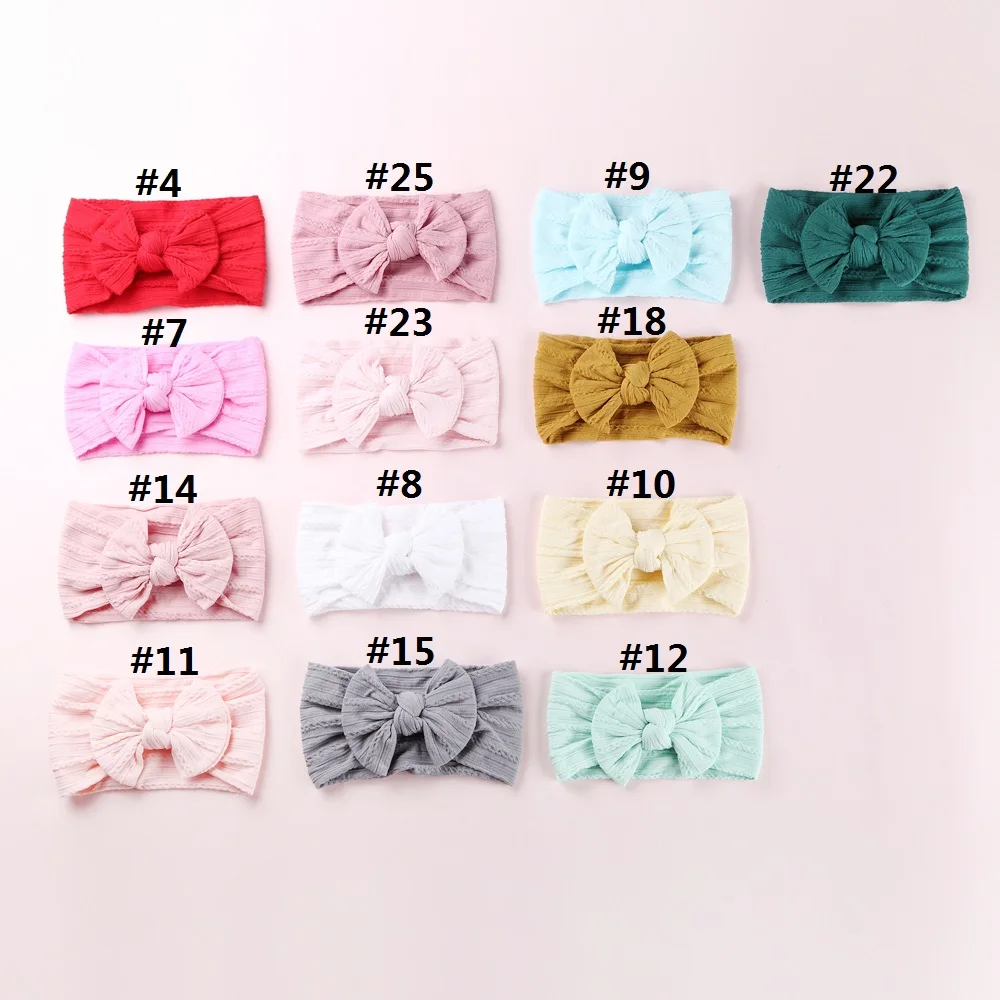 Baby Bow Headband Cable Knit Soft Stretchy Nylon Head Bands Infant Baby Toddler Girls Hair Accessories Child Headwraps Turban