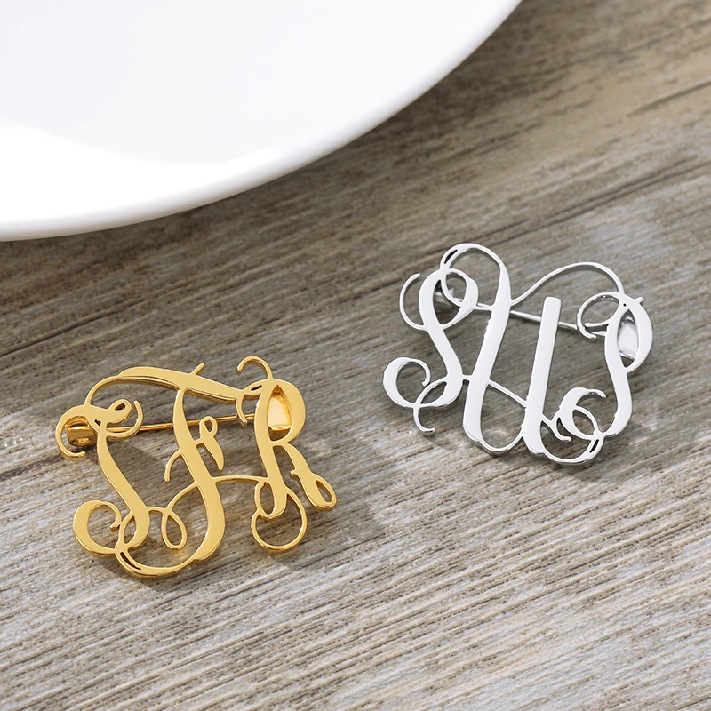 Nome personalizzato Spille Bijoux Femme In Acciaio Inox Monogramma Nome Spilla Personalizzata broche Donne Boho Spille s Iniziali Broche Gioielli