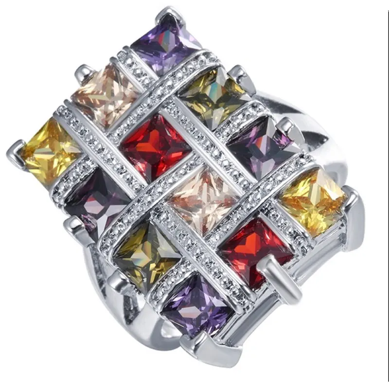 Fashion Jewelry Colorful Zircon Female Ring Confession Gift Party Accessories