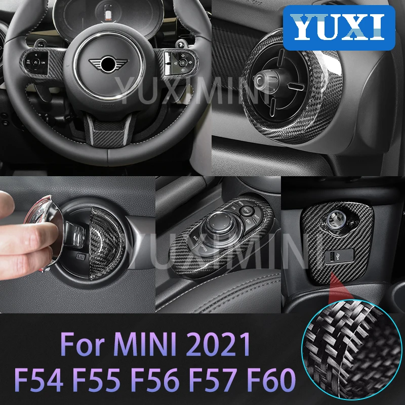 Car Real Carbon Fiber Decorative Shell Protective Cover For BMW MINI 2021 JCW F54 F55 F56 F57 F60 Interior Styling Accessories
