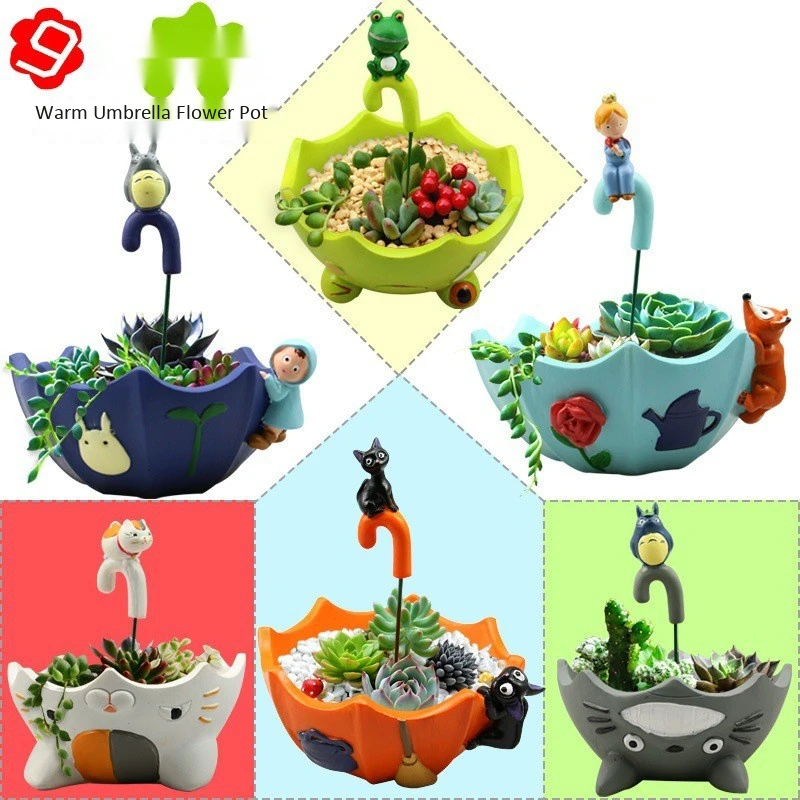 Resin Plastic Flower Pot Umbrella-shaped Succulent Creative Flower Pots Desktop Potted Ornaments