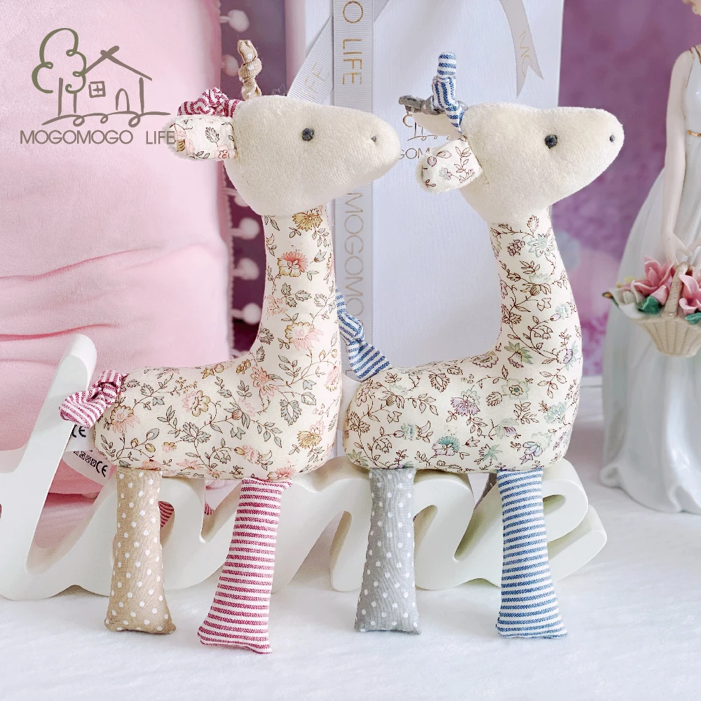 Luxury Giraffe Animal Fabric Doll Baby Sleep Appease Toys Fresh Gift for Newborns Baby Shower Gift Giraffe Stuffed Toys 17cm