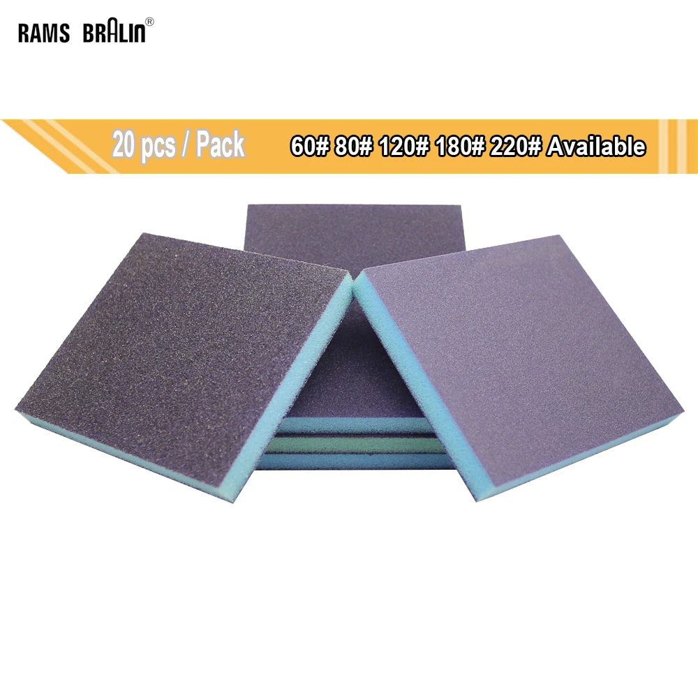 20 pieces 120*98*13mm Sandpaper Sponge Flexible Polishing Block Wood Furniture Grinding Hand Tool