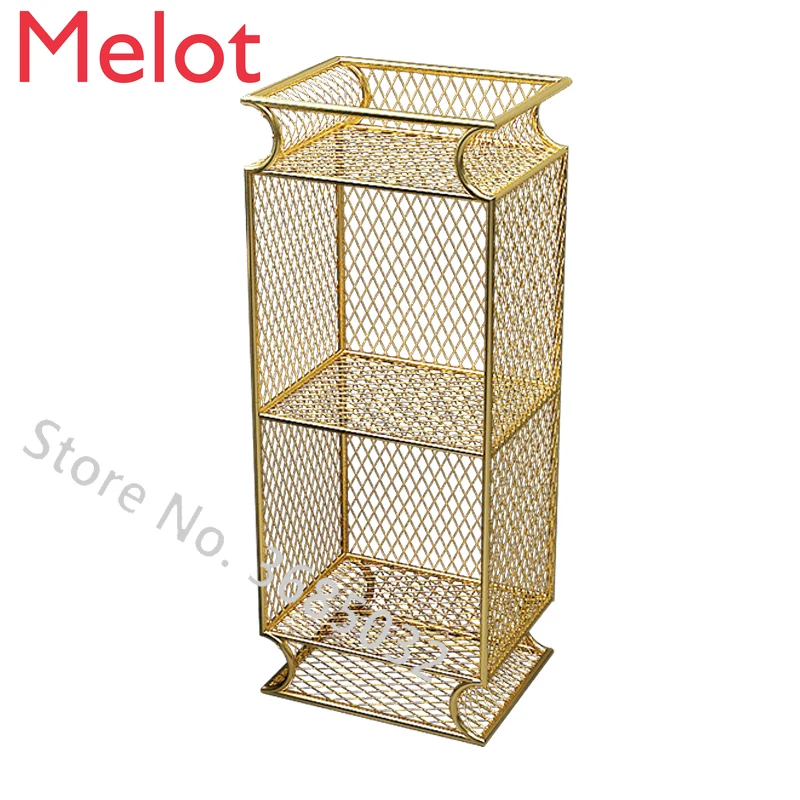 Waterproof Golden Bookshelf Floor Bedside Shelf Bedroom Living Room Not Fade Storage Rack Organizing Shelf for Dormitory Home