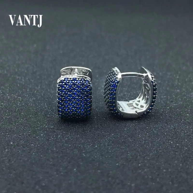 

VANTJ New Design Emerald Sapphire Ruby Earrings Sterling 925 Silver Created Gemstone Spine Aquamaline Jewelry Women Party Gift