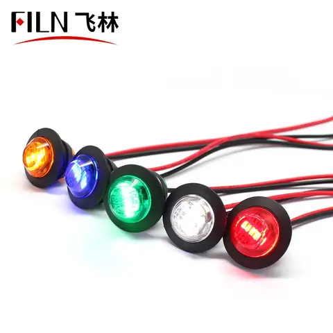 플라스틱 고무 푸시 스냅 장착 자동차 오토바이 트럭, IP66 방수 LED, 12V 표시 신호등, 20cm 케이블 포함, 19mm