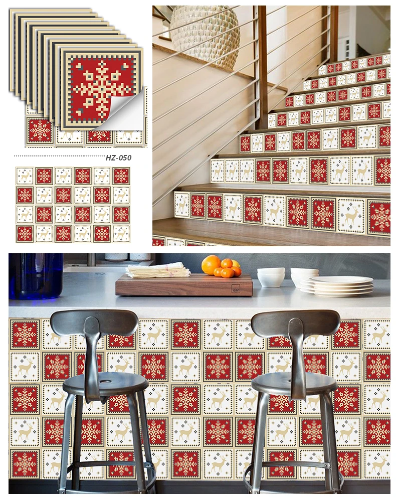 24PCS Fliesen Aufkleber Küche Wand Wasserdichte Und Öl-proof Selbst-adhesive Wallpaper 3d Retro Kunst Muster Abnehmbare bad Abziehbilder – Detail 27