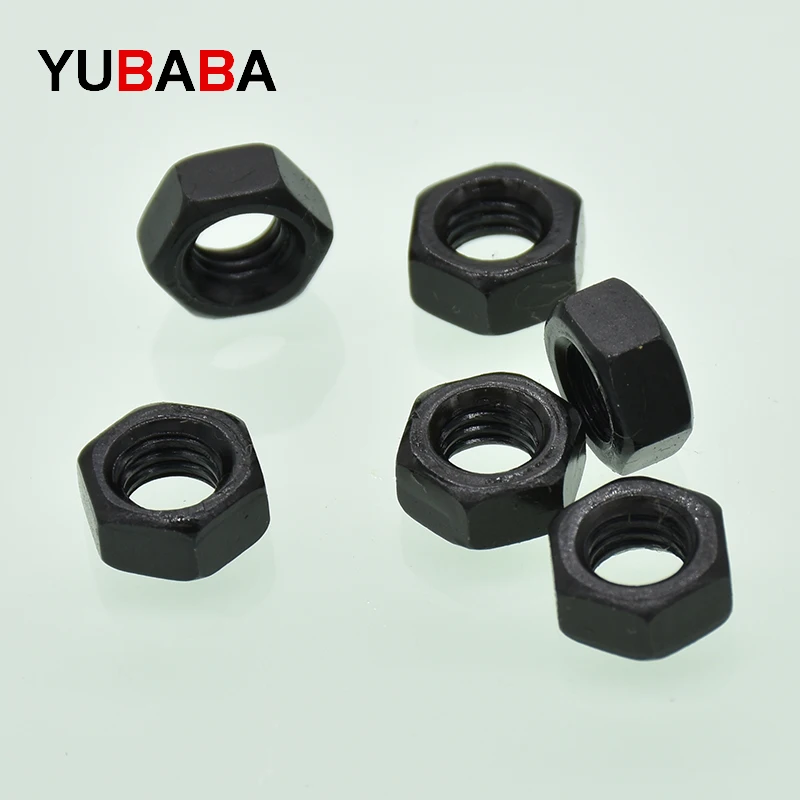 Hexagon Nuts M2 M2.5 M3 M4 M5 M6 M8 M10 M12 M14 M16 Black Grade 8.8 Carbon Steel Hex Nut  GB6170