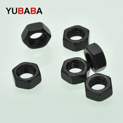 5/10/100pcs Hexagon Nuts M2 M2.5 M3 M4 M5 M6 M8 M10 M12 M14 M16 Black Grade 8.8  Carbon Steel DIN934 Hex Nut  GB6170