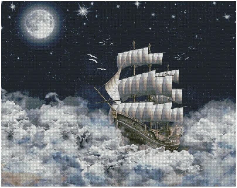 Moonlight Sailing Polar Star Needlework Cross stitch Kits Top Quality 16CT14CT Unprinted Embroidery Cross-Stitching DIY Handmade